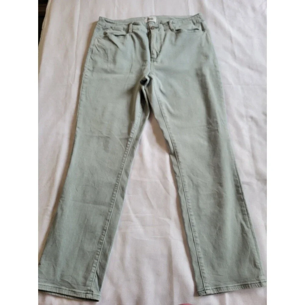 PAIGE Women's Brigitte Jeans Denin Straight Leg 31 VTG Light Green